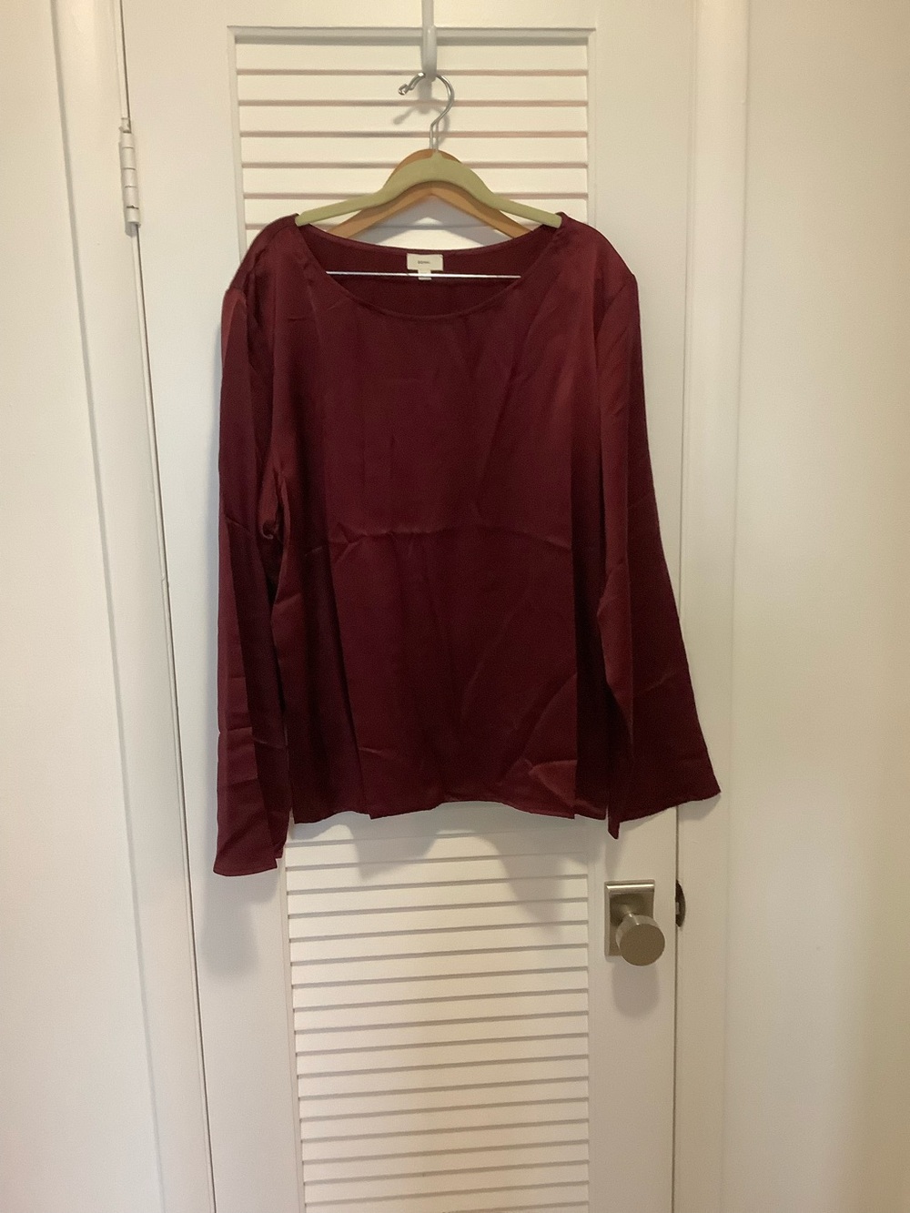 DONNI silk charmeuse bell sleeve tunic - maroon